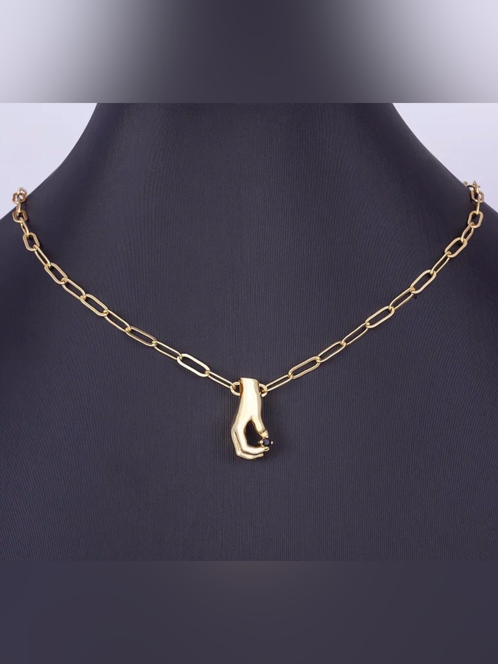 Gold Hand Pendant Chain Necklace - Women's Jewelry